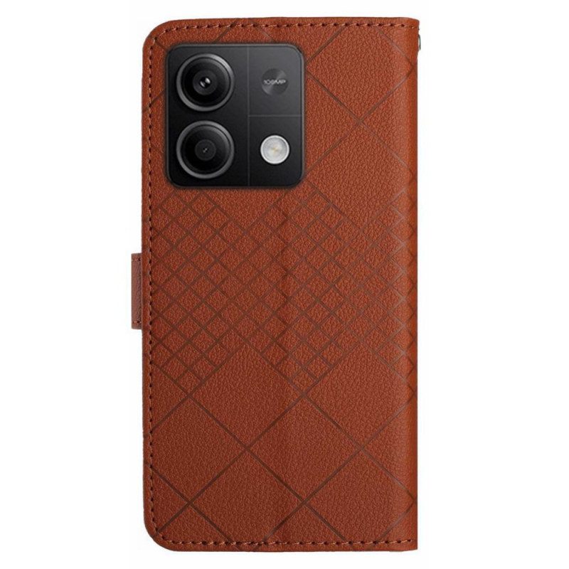 Leren Hoesje Voor Xiaomi Redmi Note 13 4g Diamantpatroon Met Bandjes