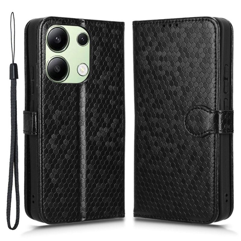 Leren Hoesje Voor Xiaomi Redmi Note 13 4g Glanzende Stippelband