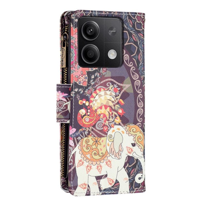 Leren Hoesje Voor Xiaomi Redmi Note 13 4g Indische Olifant Portemonnee