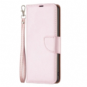 Leren Hoesje Voor Xiaomi Redmi Note 13 4g Litchi Lederen Stijl Met Riem