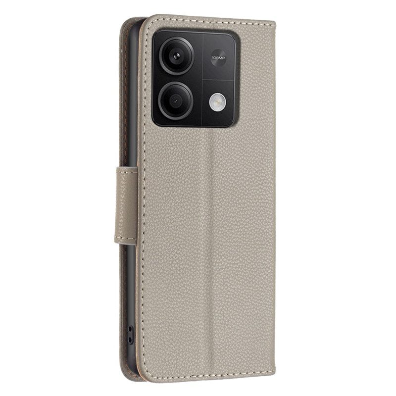 Leren Hoesje Voor Xiaomi Redmi Note 13 4g Litchi Lederen Stijl Met Riem