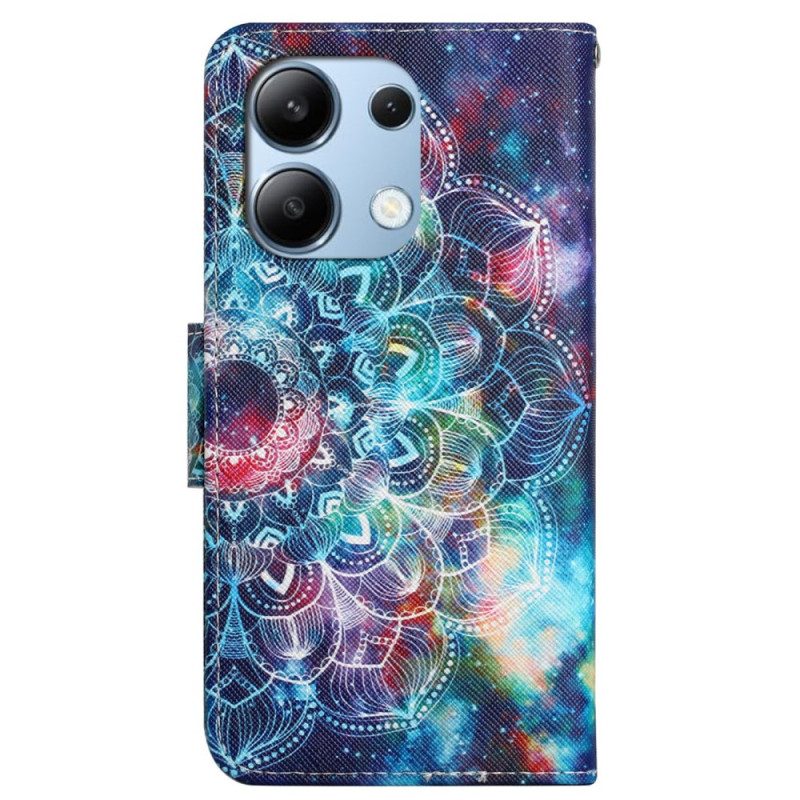 Leren Hoesje Voor Xiaomi Redmi Note 13 4g Sterrenhemel En Lanyard Mandala