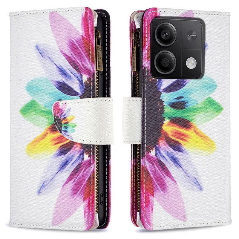 Leren Hoesje Voor Xiaomi Redmi Note 13 4g Zonnebloem Portemonnee