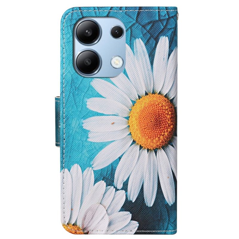 Leren Hoesje Xiaomi Redmi Note 13 4g Grote Bandchrysanten Bescherming Hoesje