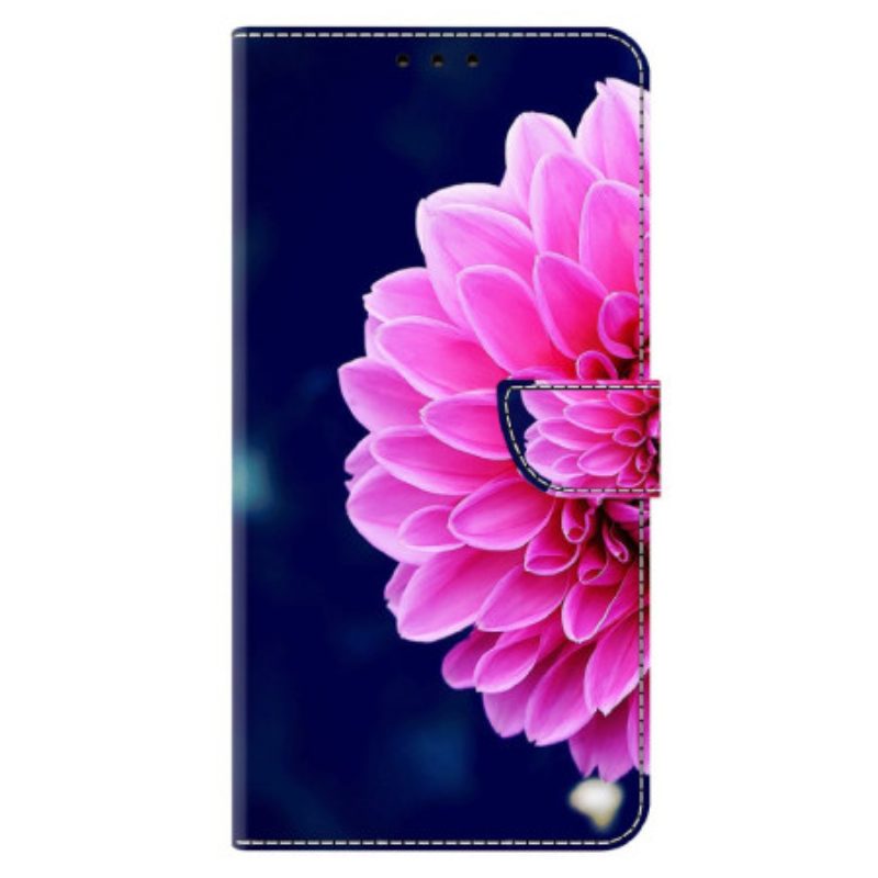 Leren Hoesje Xiaomi Redmi Note 13 4g Roze Bloem Bescherming Hoesje