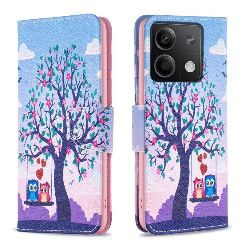 Leren Hoesje Xiaomi Redmi Note 13 4g Twee Uilen