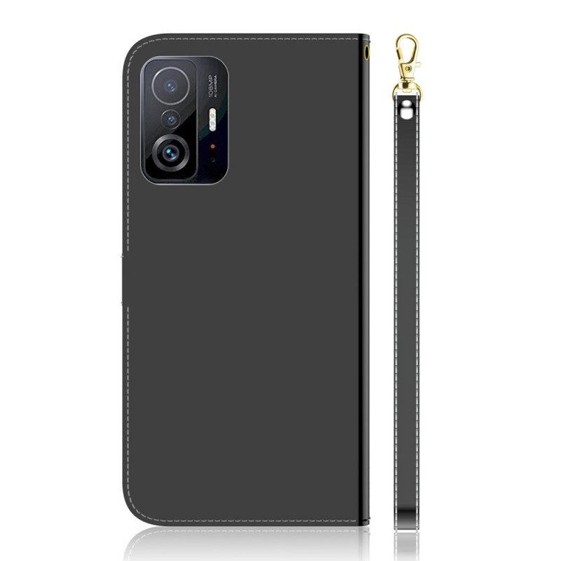 Flip Case voor Xiaomi 11T / 11T Pro Spiegelhoes Van Imitatieleer