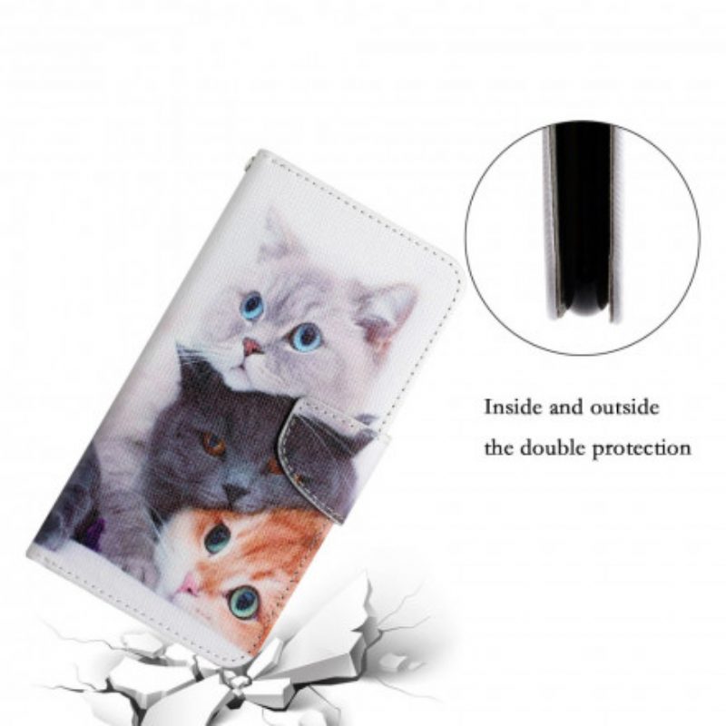 Flip Case voor Xiaomi 11T / 11T Pro Stapel Lanyard Cats