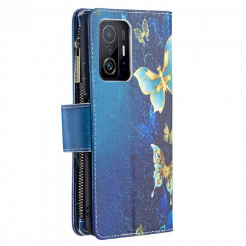 Flip Case voor Xiaomi 11T / 11T Pro Vlinders Zak Met Ritssluiting