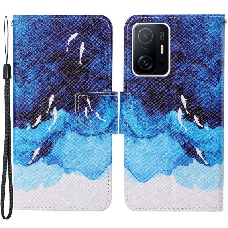 Flip Case voor Xiaomi 11T / 11T Pro Zee Met String