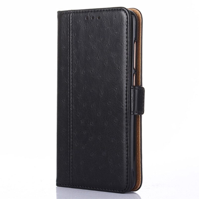 Folio-hoesje voor Xiaomi 11T / 11T Pro Bicolor Struisvogel Huidtextuur