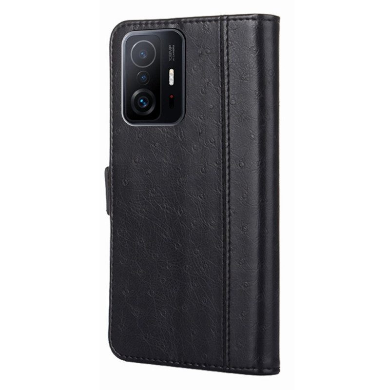 Folio-hoesje voor Xiaomi 11T / 11T Pro Bicolor Struisvogel Huidtextuur