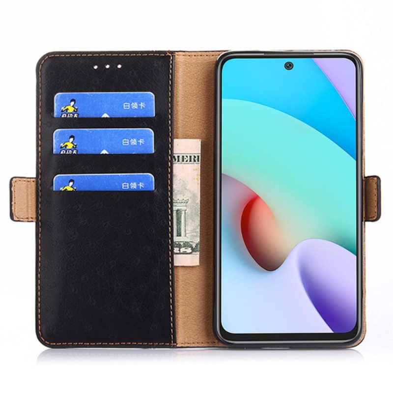 Folio-hoesje voor Xiaomi 11T / 11T Pro Bicolor Struisvogel Huidtextuur