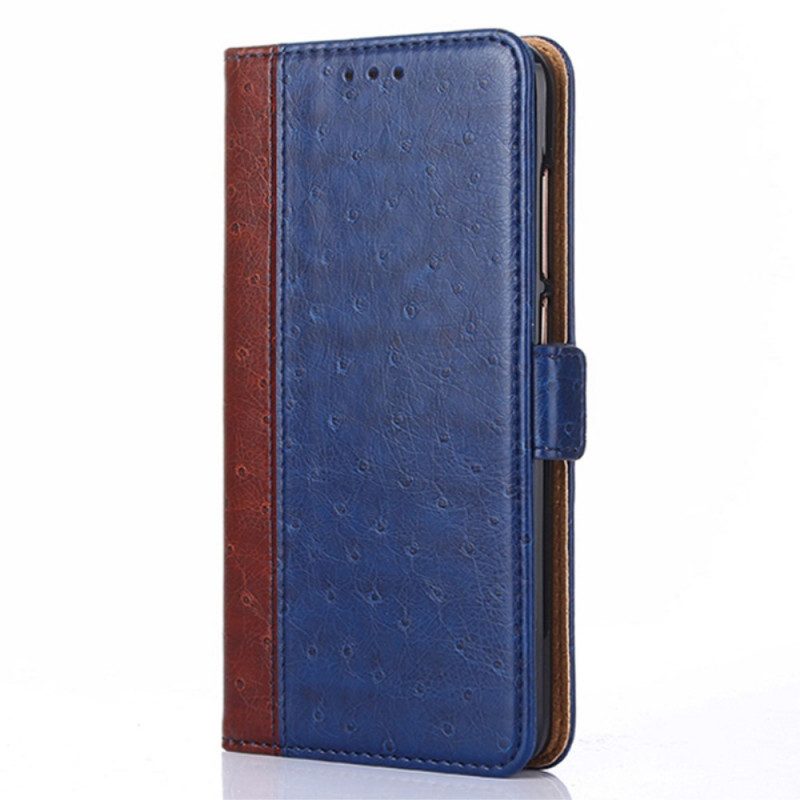 Folio-hoesje voor Xiaomi 11T / 11T Pro Bicolor Struisvogel Huidtextuur