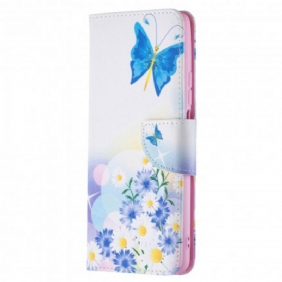 Folio-hoesje voor Xiaomi 11T / 11T Pro Geschilderde Vlinders En Bloemen