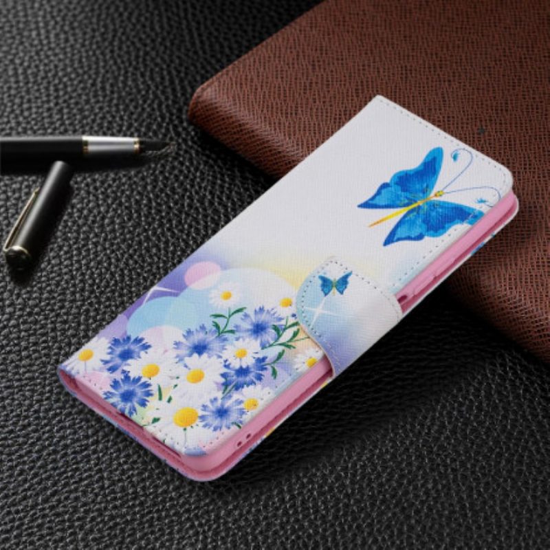 Folio-hoesje voor Xiaomi 11T / 11T Pro Geschilderde Vlinders En Bloemen