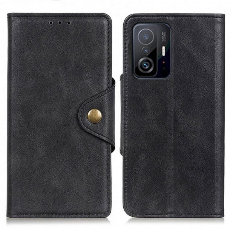 Folio-hoesje voor Xiaomi 11T / 11T Pro Knoop Van Imitatieleer