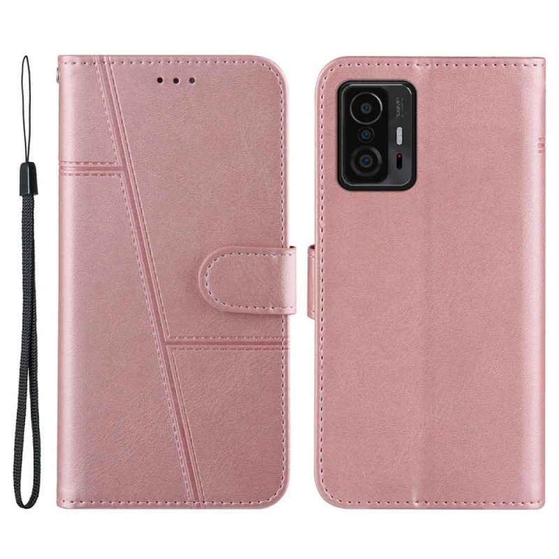 Folio-hoesje voor Xiaomi 11T / 11T Pro Met Ketting Geo-leereffect Met Bandjes