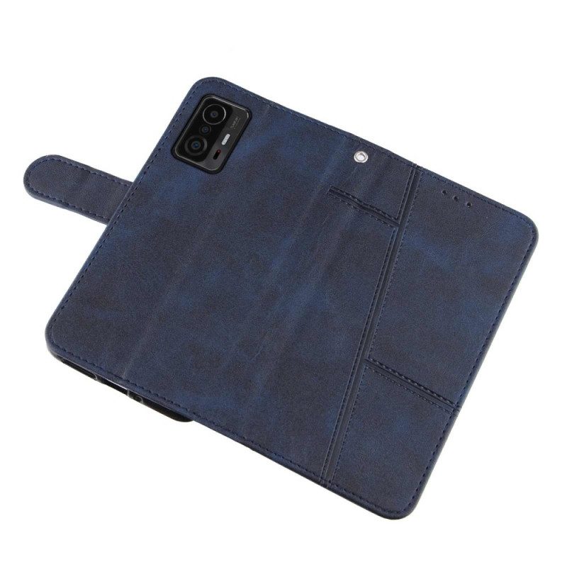 Folio-hoesje voor Xiaomi 11T / 11T Pro Met Ketting Geo-leereffect Met Bandjes