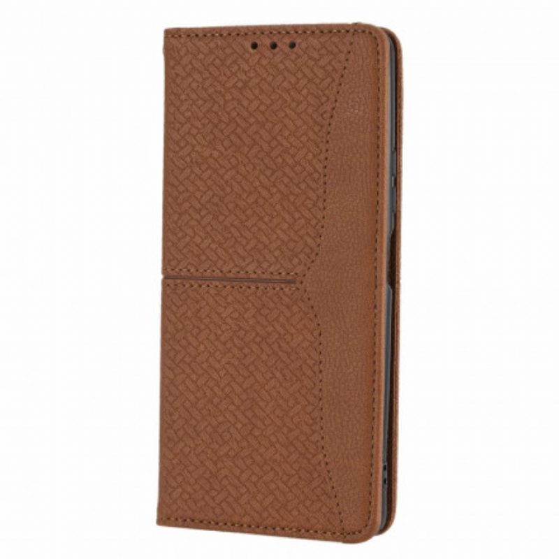 Folio-hoesje voor Xiaomi 11T / 11T Pro Met Ketting Geweven Leren Stijl Met Bandjes