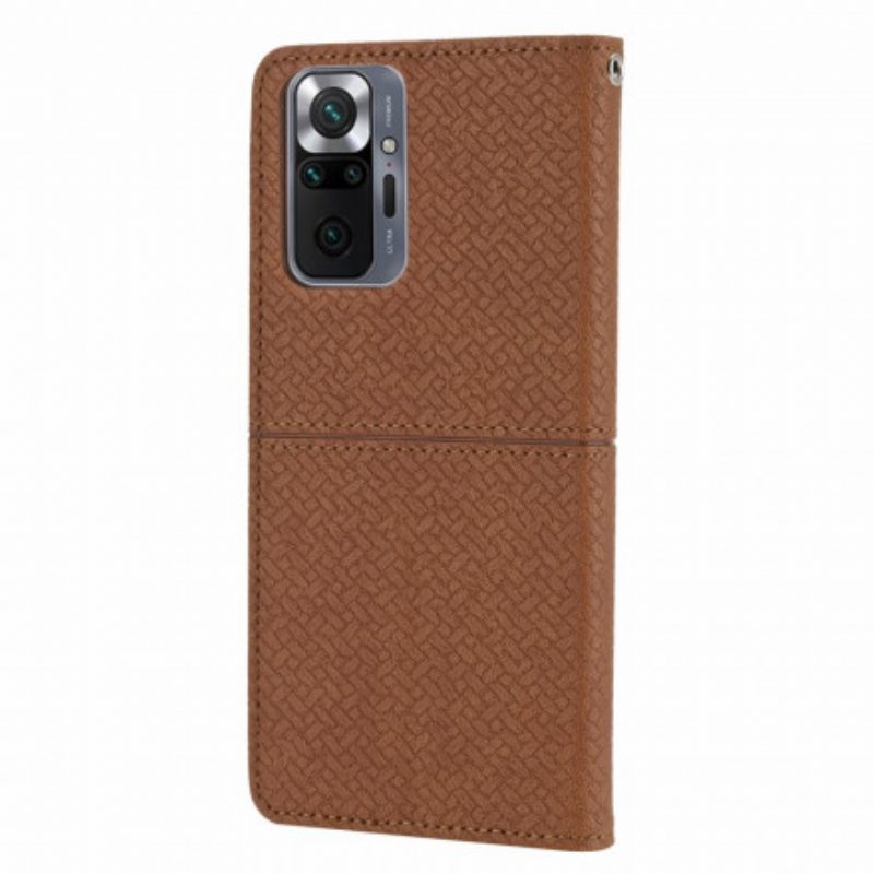 Folio-hoesje voor Xiaomi 11T / 11T Pro Met Ketting Geweven Leren Stijl Met Bandjes