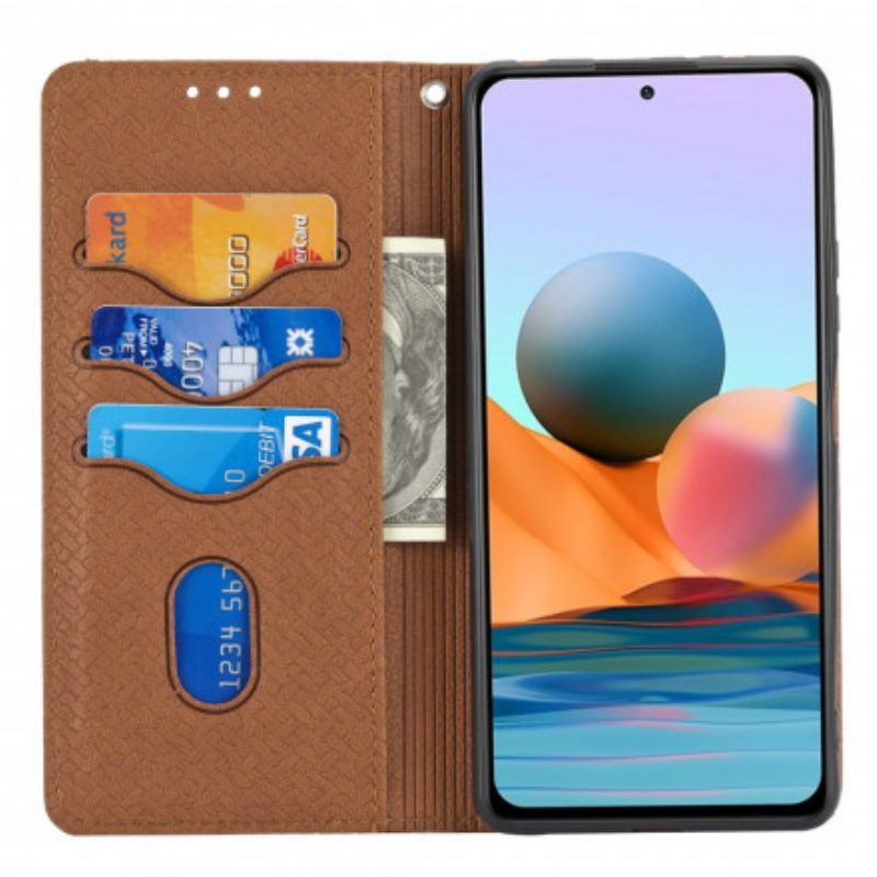 Folio-hoesje voor Xiaomi 11T / 11T Pro Met Ketting Geweven Leren Stijl Met Bandjes