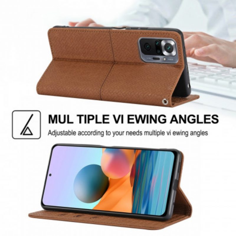 Folio-hoesje voor Xiaomi 11T / 11T Pro Met Ketting Geweven Leren Stijl Met Bandjes