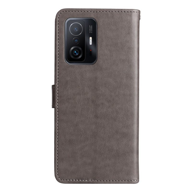 Folio-hoesje voor Xiaomi 11T / 11T Pro Met Ketting Kat En Bij Met Lanyard