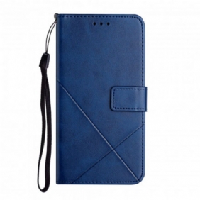 Folio-hoesje voor Xiaomi 11T / 11T Pro Met Ketting Strappy Geometrische Lederen Stijl