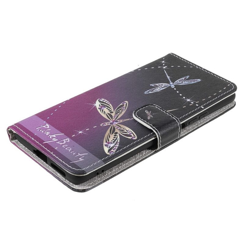 Folio-hoesje voor Xiaomi 11T / 11T Pro Met Ketting Strappy Libellen