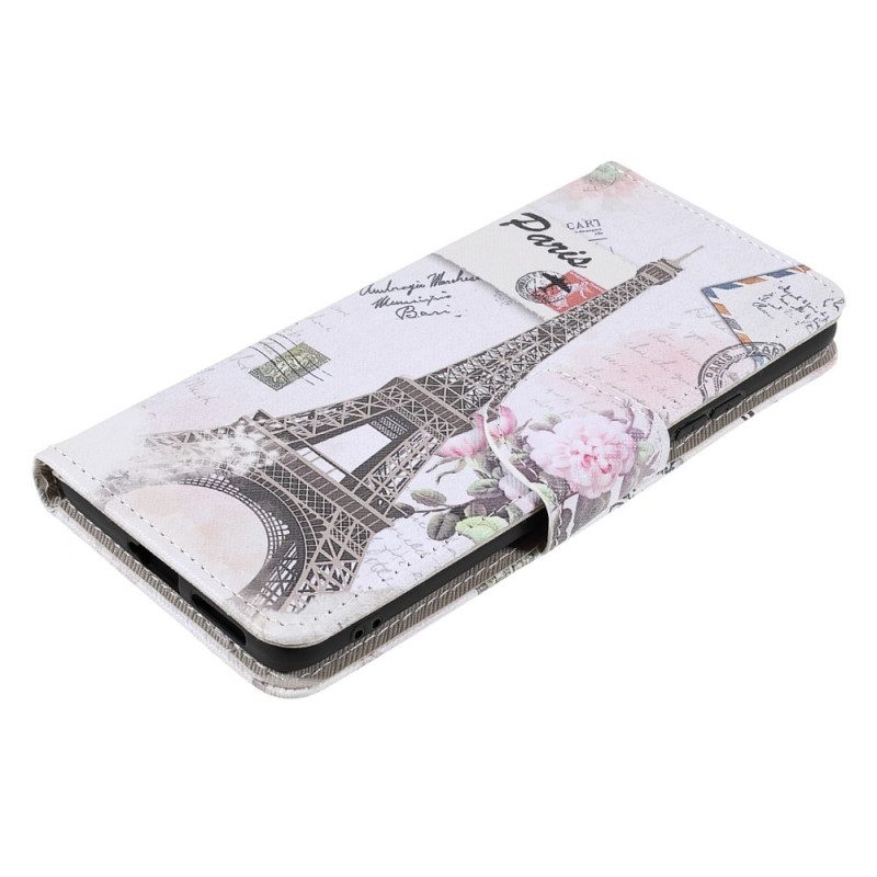 Folio-hoesje voor Xiaomi 11T / 11T Pro Retro Eiffeltoren