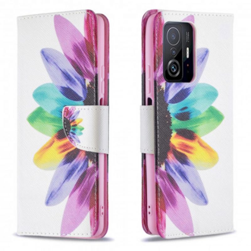 Folio-hoesje voor Xiaomi 11T / 11T Pro Waterverf Bloem