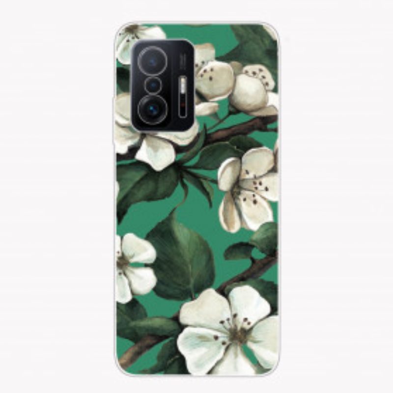 Hoesje voor Xiaomi 11T / 11T Pro Geschilderde Witte Bloemen