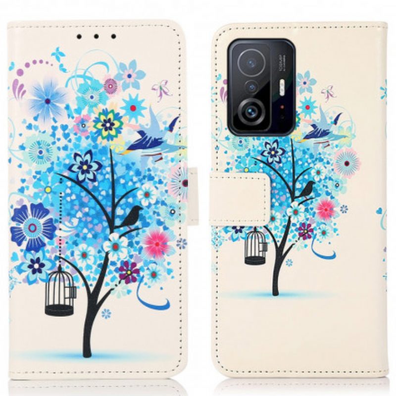 Leren Hoesje voor Xiaomi 11T / 11T Pro Bloeiende Boom