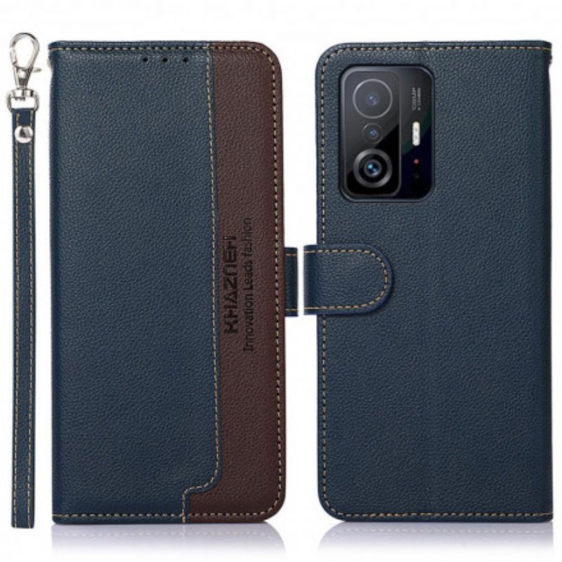 Leren Hoesje voor Xiaomi 11T / 11T Pro Lychee-stijl Rfid Khazneh