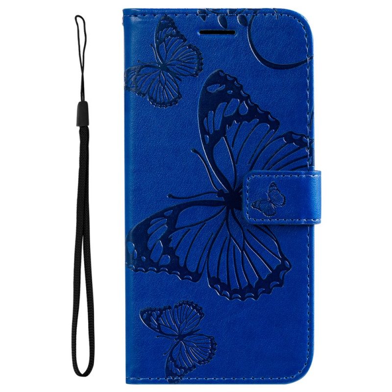 Leren Hoesje voor Xiaomi 11T / 11T Pro Met Ketting Gigantische Riemvlinders