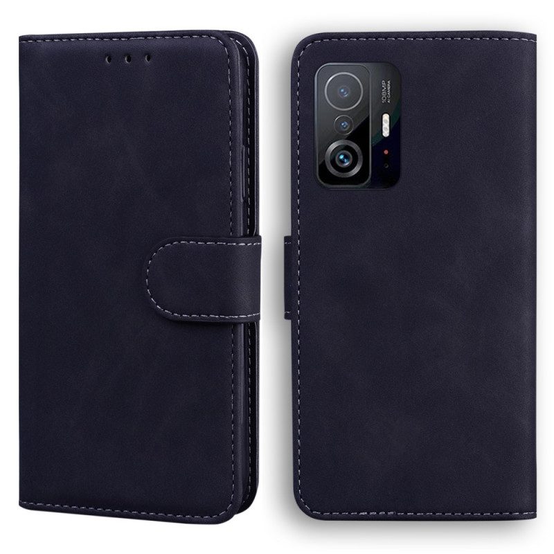 Leren Hoesje voor Xiaomi 11T / 11T Pro Monochroom Leereffect