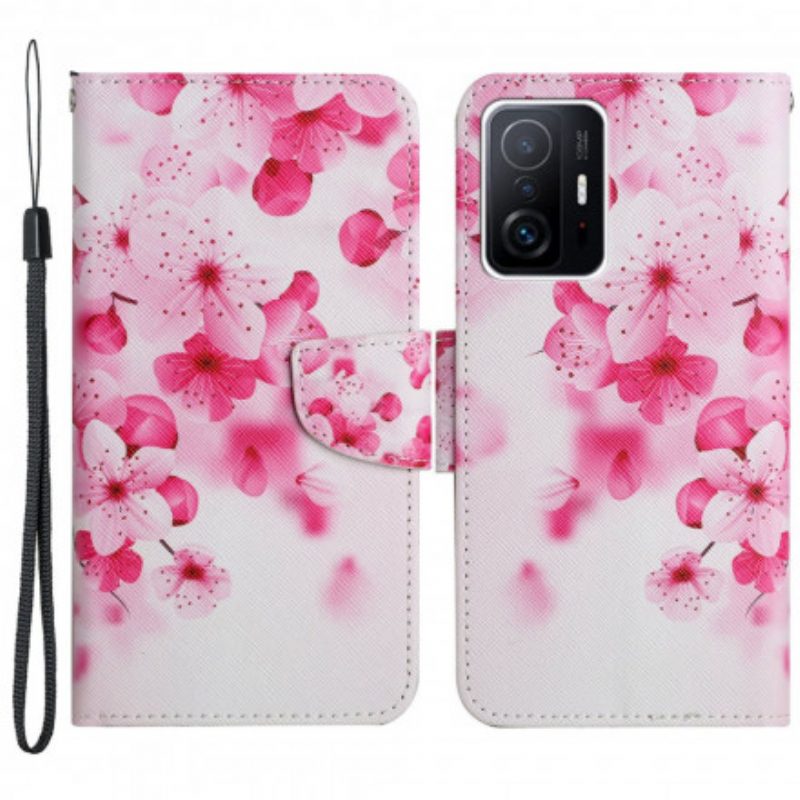 Leren Hoesje voor Xiaomi 11T / 11T Pro Roze Bloemen