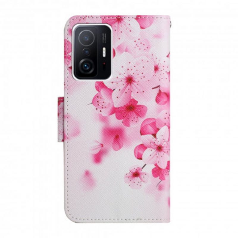 Leren Hoesje voor Xiaomi 11T / 11T Pro Roze Bloemen