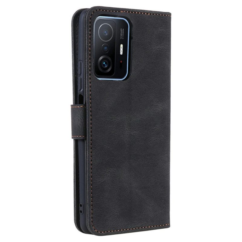 Leren Hoesje voor Xiaomi 11T / 11T Pro Skin-touch-naden