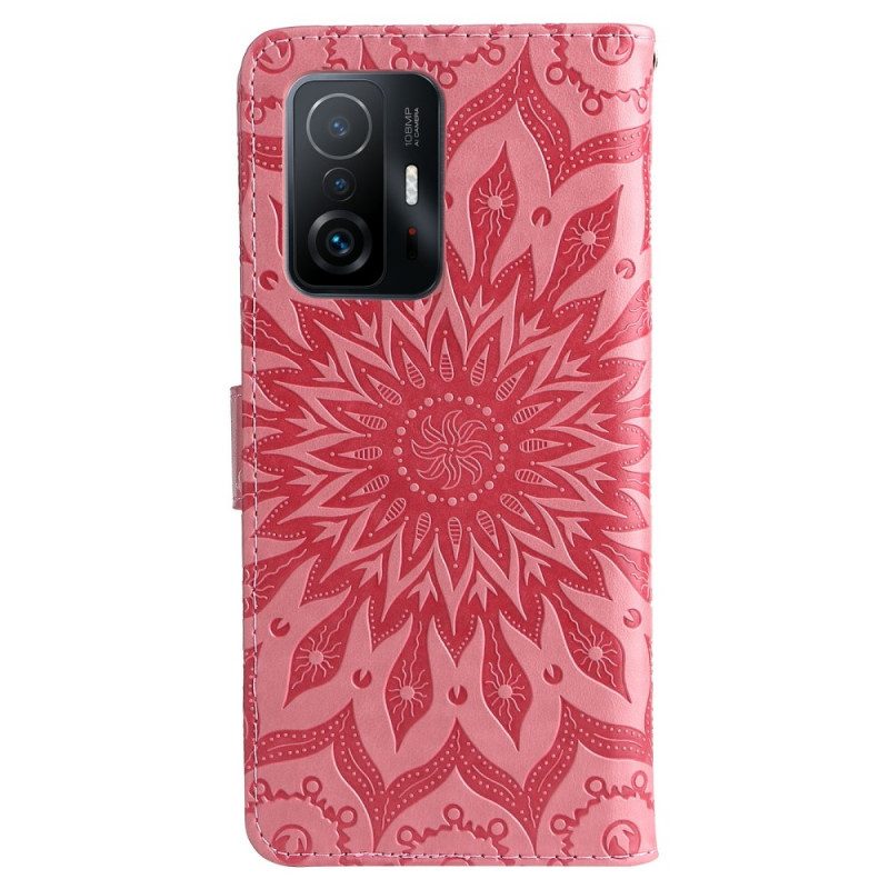 Leren Hoesje voor Xiaomi 11T / 11T Pro Zonnebloem