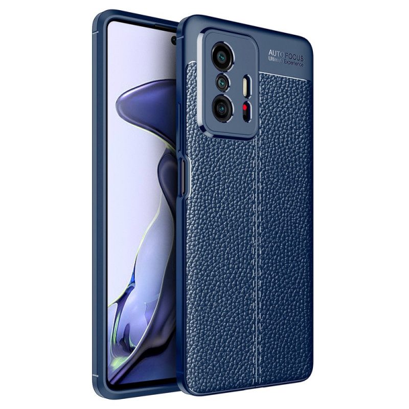 Telefoonhoesje voor Xiaomi 11T / 11T Pro Dubbellijnig Litchi-leereffect