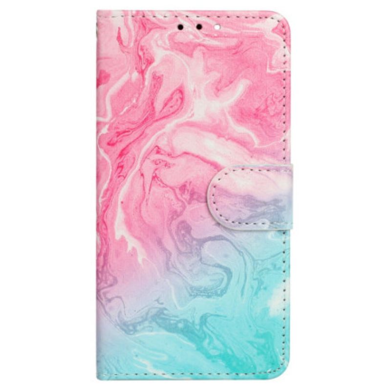 Flip Case Leren Motorola Edge 50 Roze En Groen Marmer