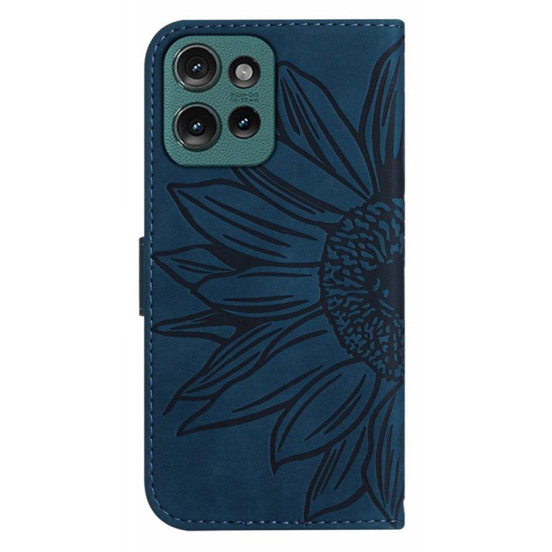 Folio-hoesje Motorola Edge 50 Zonnebloemprint Met Riempje