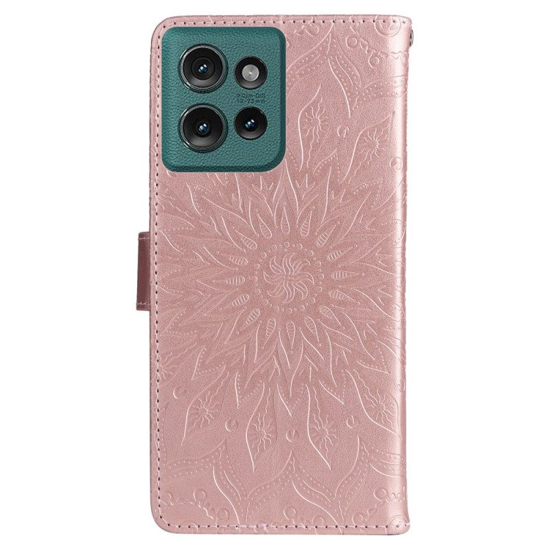 Leren Hoesje Motorola Edge 50 Mandala Met Bandje Bescherming Hoesje