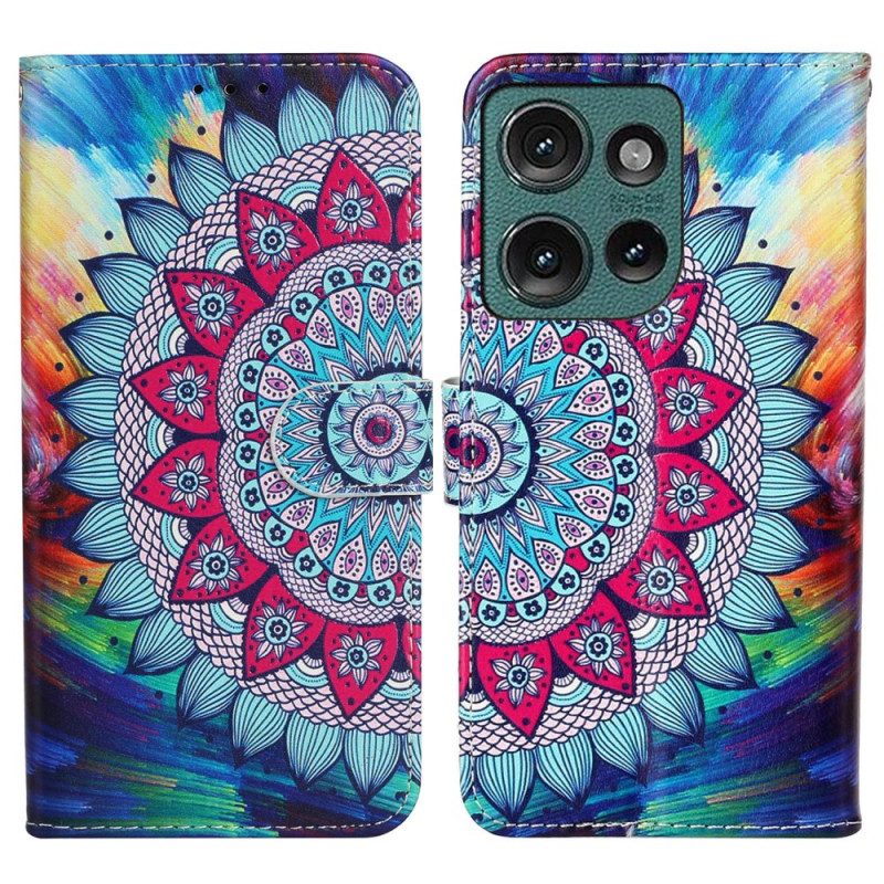 Leren Hoesje Motorola Edge 50 Premium-mandala