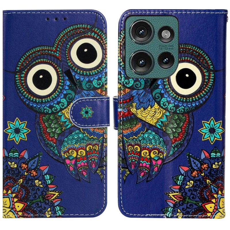 Leren Hoesje Motorola Edge 50 Premium Uil Bescherming Hoesje