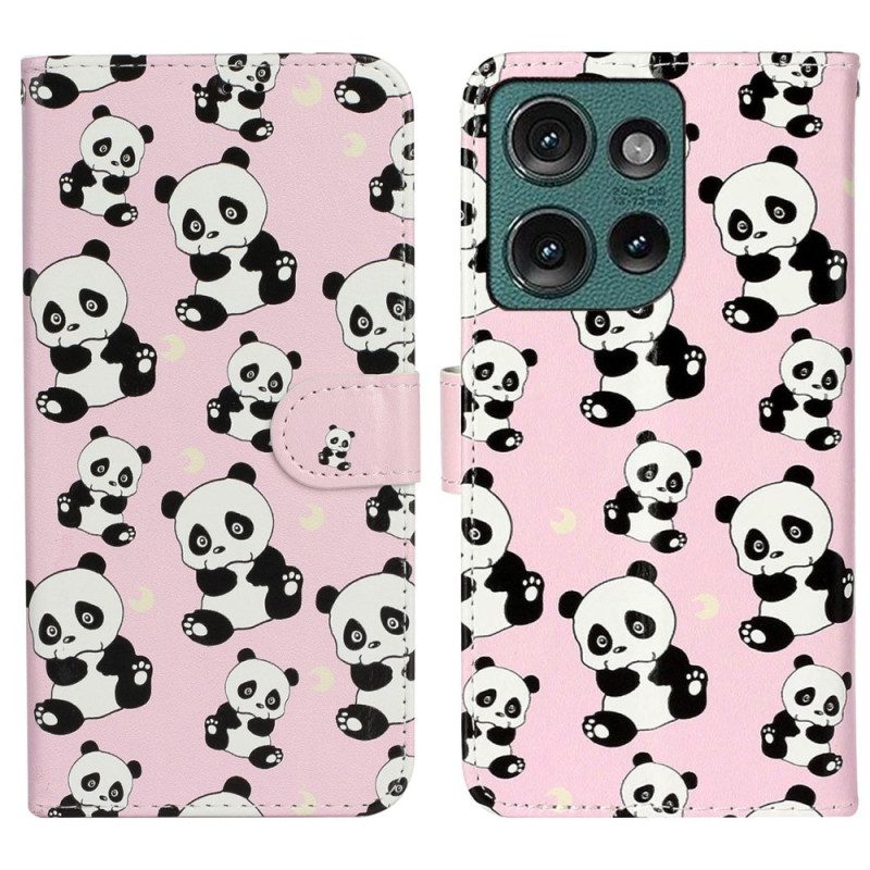 Leren Hoesje Voor Motorola Edge 50 Panda's Premium