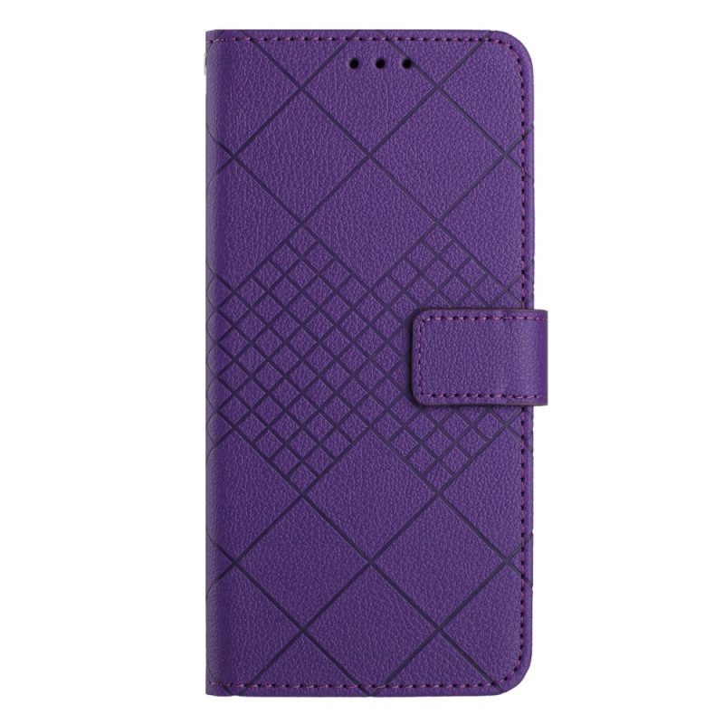 Bescherming Hoesje Xiaomi 14 Litchi-textuurdiamanten Met Riem