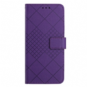 Bescherming Hoesje Xiaomi 14 Litchi-textuurdiamanten Met Riem